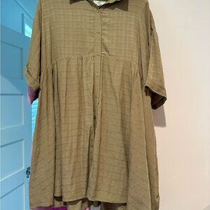 entro Olive Green Button-Front Mini Dress